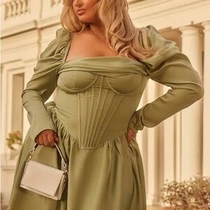 Elegant Olive Green Women's Dress